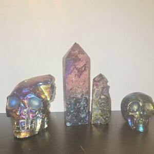 Iridescent Crystal Skull and Tower Set